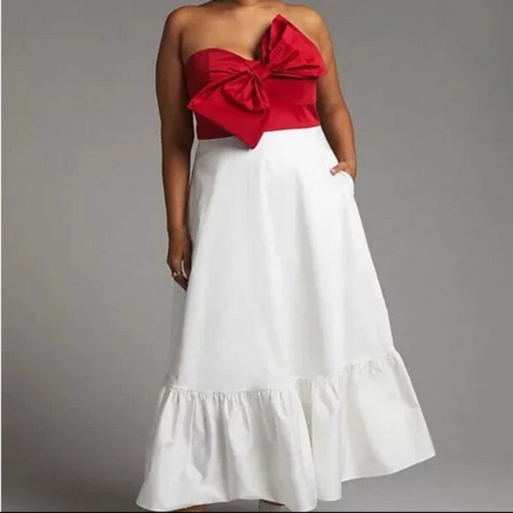 Anthropologie Hutch 2 NWT Red Bow-Tie Maxi Dress Gown Holiday Cocktail Party - Picture 9 of 9